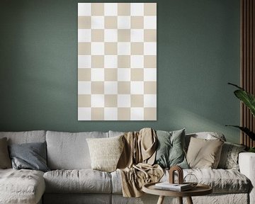 Moderne abstracte minimalistische geometrische vormen in beige en wit 19. Dambordpatroon van Dina Dankers
