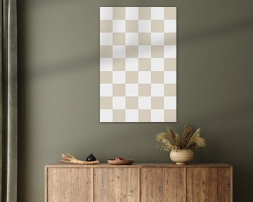 Moderne abstracte minimalistische geometrische vormen in beige en wit 19. Dambordpatroon van Dina Dankers