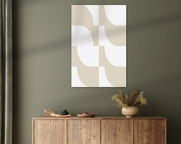 Moderne abstracte minimalistische geometrische vormen in beige en wit 16 van Dina Dankers