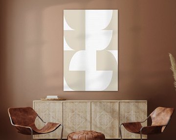 Moderne abstracte minimalistische geometrische vormen in beige en wit 12_1 van Dina Dankers