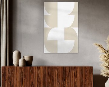 Modern abstract minimalist geometric shapes in beige and white 12_1 by Dina Dankers