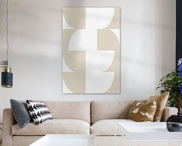 Moderne abstracte minimalistische geometrische vormen in beige en wit 11 van Dina Dankers