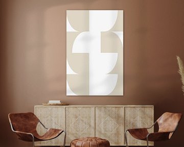 Moderne abstracte minimalistische geometrische vormen in beige en wit 11 van Dina Dankers