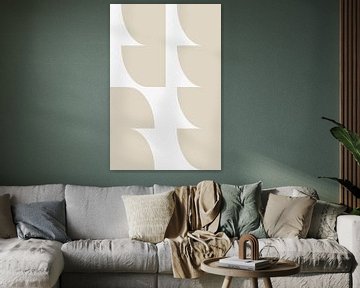 Moderne abstracte minimalistische geometrische vormen in beige en wit 9 van Dina Dankers