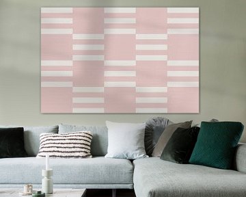 Dambordpatroon. Moderne abstracte minimalistische geometrische vormen in roze en wit 8 van Dina Dankers
