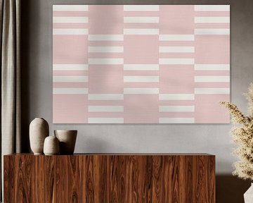 Dambordpatroon. Moderne abstracte minimalistische geometrische vormen in roze en wit 8 van Dina Dankers