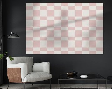 Checkerboard pattern. Modern abstract minimalist geometric shapes in pink and white 6 by Dina Dankers