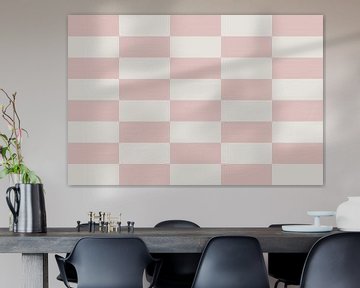 Dambordpatroon. Moderne abstracte minimalistische geometrische vormen in roze en wit 20 van Dina Dankers