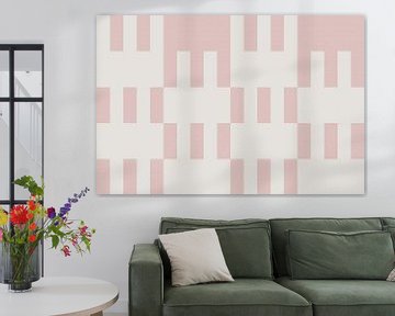 Checkerboard pattern. Modern abstract minimalist geometric shapes in pink and white 12 by Dina Dankers
