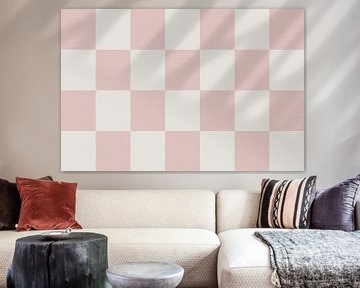 Schaakbordpatroon. Moderne abstracte minimalistische geometrische vormen in roze en wit 1 van Dina Dankers
