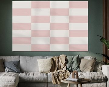 Schaakbordpatroon. Moderne abstracte minimalistische geometrische vormen in roze en wit 4 van Dina Dankers