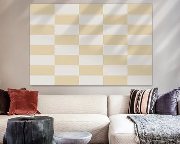 Dambordpatroon. Moderne abstracte minimalistische geometrische vormen in geel en wit 11 van Dina Dankers
