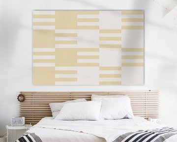 Dambordpatroon. Moderne abstracte minimalistische geometrische vormen in geel en wit 3 van Dina Dankers