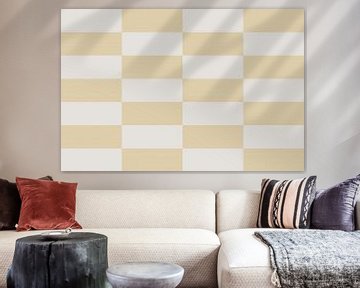 Checkerboard pattern. Modern abstract minimalist geometric shapes in yellow and white 5 by Dina Dankers