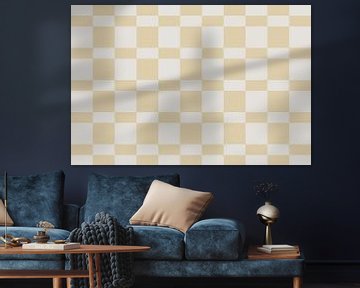 Dambordpatroon. Moderne abstracte minimalistische geometrische vormen in geel en wit 7 van Dina Dankers