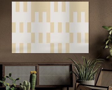 Checkerboard pattern. Modern abstract minimalist geometric shapes in yellow and white 23 by Dina Dankers