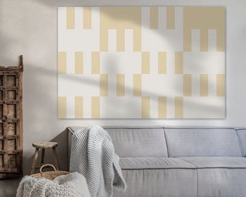 Dambordpatroon. Moderne abstracte minimalistische geometrische vormen in geel en wit 23 van Dina Dankers