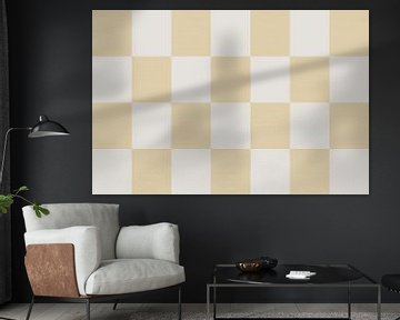 Dambordpatroon. Moderne abstracte minimalistische geometrische vormen in geel en wit 2 van Dina Dankers