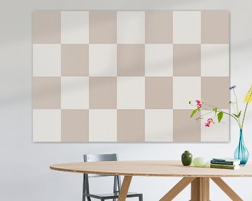 Checkerboard pattern. Modern abstract minimalist geometric shapes in beige and white 12_1 by Dina Dankers