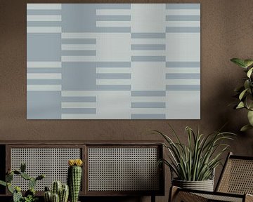 Checkerboard pattern. Modern abstract minimalist geometric shapes in blue and grey 32 by Dina Dankers