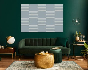 Schaakbordpatroon. Moderne abstracte minimalistische geometrische vormen in blauw en grijs 31 van Dina Dankers