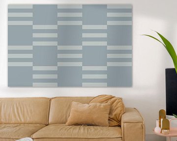 Dambordpatroon. Moderne abstracte minimalistische geometrische vormen in blauw en grijs 31 van Dina Dankers