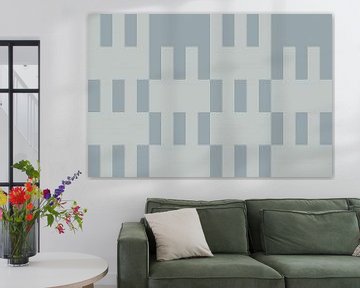 Dambordpatroon. Moderne abstracte minimalistische geometrische vormen in blauw en grijs 30 van Dina Dankers