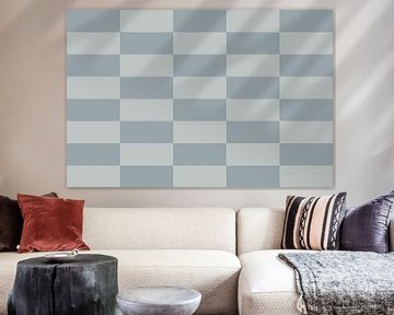 Dambordpatroon. Moderne abstracte minimalistische geometrische vormen in blauw en grijs 33 van Dina Dankers
