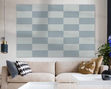 Motif de damier. Formes géométriques modernes abstraites et minimalistes en bleu et gris 33 sur Dina Dankers