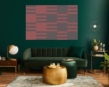 Dambordpatroon. Moderne abstracte minimalistische geometrische vormen in rood en bruin 40 van Dina Dankers
