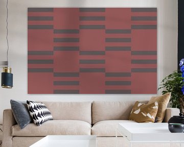 Dambordpatroon. Moderne abstracte minimalistische geometrische vormen in rood en bruin 39 van Dina Dankers