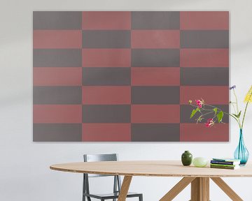 Schaakbordpatroon. Moderne abstracte minimalistische geometrische vormen in rood en bruin 41 van Dina Dankers
