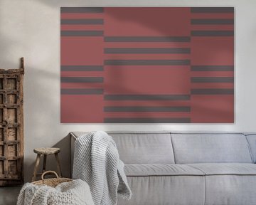 Dambordpatroon. Moderne abstracte minimalistische geometrische vormen in rood en bruin 37 van Dina Dankers
