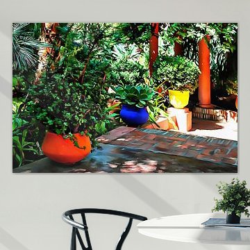 Bunte Pflanzentöpfe Marrakesch 8