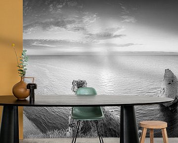 Chalk cliffs near Etretat in France in black and white . by Manfred Voss, Black-White Photography