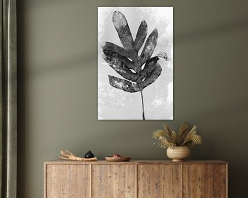 Varenblad in zwart en wit. Moderne botanische kunst in retrostijl van Dina Dankers