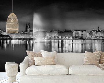 Hamburg Alster / Binnenalster in black and white . by Manfred Voss, Black-White Photography