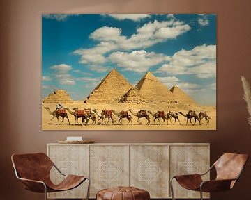 Kamelen en piramides van Aydin Adnan