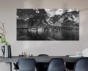 De Königssee in Beieren in het Berchtesgadener Land in zwart-wit van Manfred Voss, Schwarz-weiss Fotografie