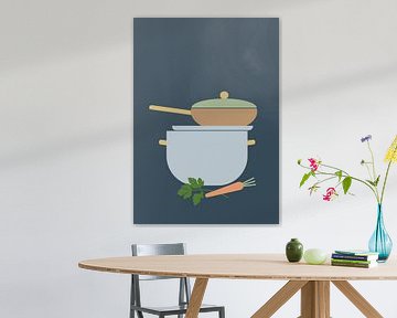 Keukenserie, kookpan en koekenpan. van HEDYS ART