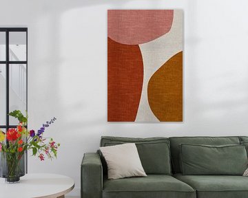 Moderne abstracte geometrische organische retro vormen in aardetinten : rood, terracotta, roze, beig van Dina Dankers