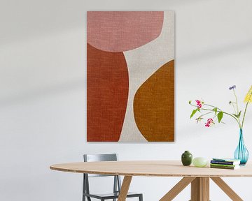 Moderne abstracte geometrische organische retro vormen in aardetinten : rood, terracotta, roze, beig van Dina Dankers