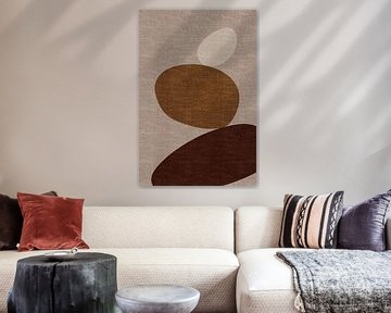 Modern abstract geometric organic retro shapes in earthy tints: brown, beige, white by Dina Dankers