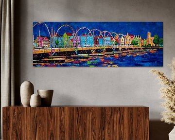 Handelskade at night with the Pontjesbrug, Curaçao. by Happy Paintings
