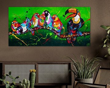 Birds on a branch by Happy Paintings