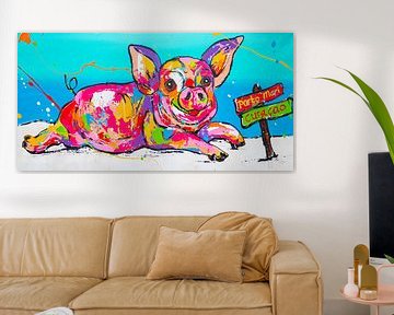 Pig at Porto Mari, Curaçao by Happy Paintings