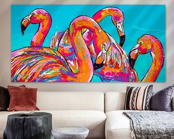 Colourful flamingos by Happy Paintings