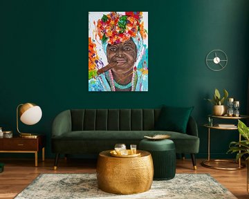 Cuban woman with cigar I by Happy Paintings