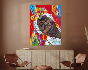 Cuban woman with cigar III by Happy Paintings