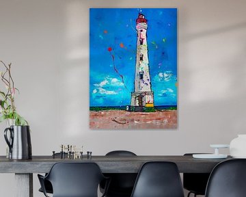 California lighthouse Aruba by Happy Paintings